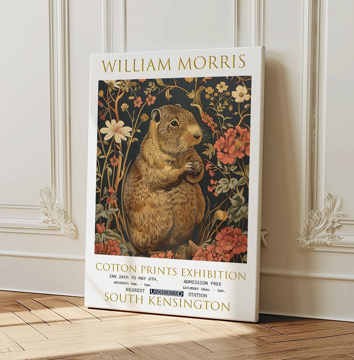 William Morris Canvas Art, William Morris Exhibition Poster, William Morris Print, Textiles Canvas, Floral Wall Art, Beaver Canvas Print