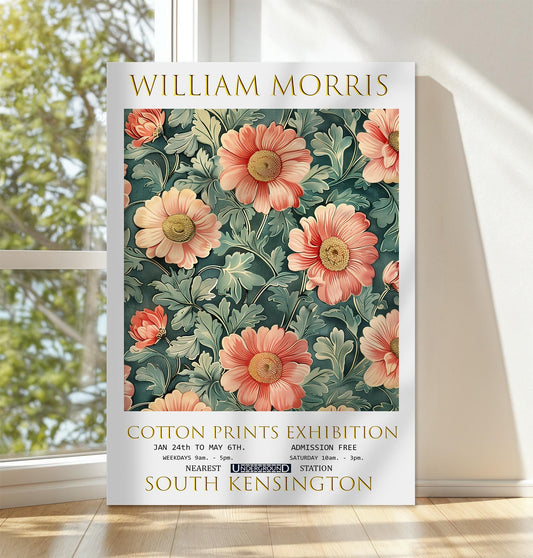 William Morris Canvas, William Morris Exhibition Poster, William Morris Print, Textiles Canvas, Floral Wall Art, Gift Idea, Daisies Canvas