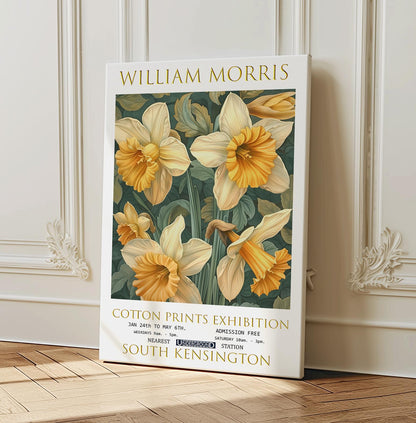 William Morris Canvas, William Morris Exhibition Poster, William Morris Print, Textiles Canvas, Floral Wall Art, Daffodils Canvas Wall Art