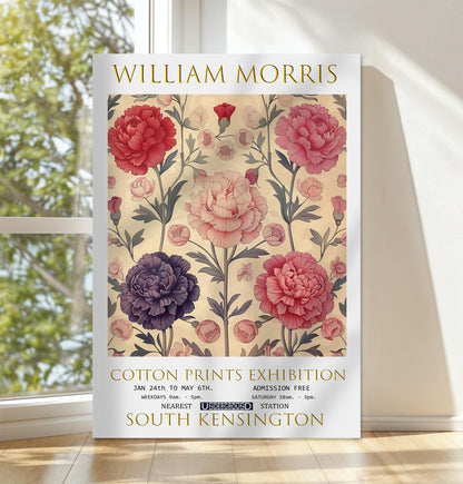 William Morris Canvas, William Morris Exhibition Poster, William Morris Print, Textiles Canvas, Floral Wall Art, Carnations Canvas Wall Art