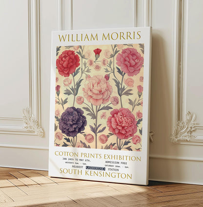 William Morris Canvas, William Morris Exhibition Poster, William Morris Print, Textiles Canvas, Floral Wall Art, Carnations Canvas Wall Art