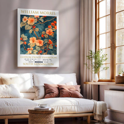 William Morris Canvas, William Morris Exhibition Poster, William Morris Print, Textiles Canvas, Floral Wall Art, Begonias Canvas Wall Art