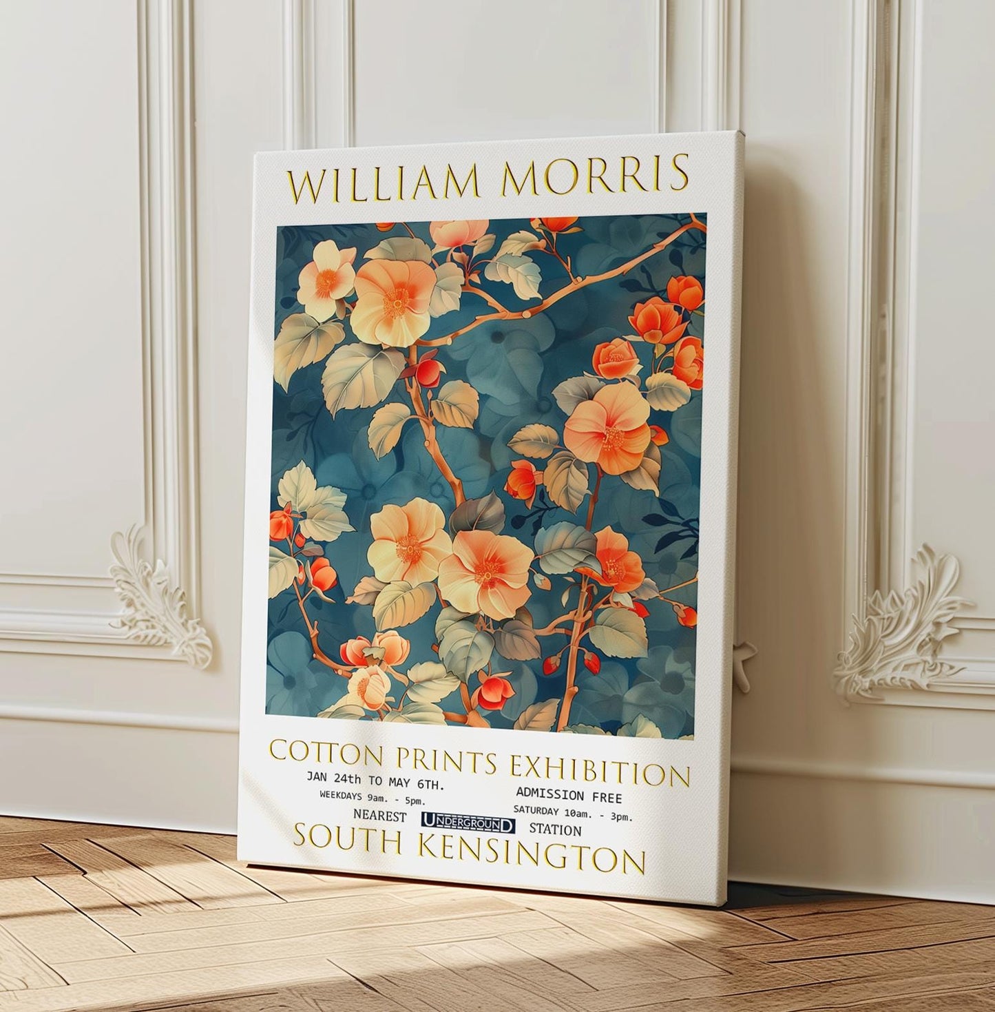 William Morris Canvas, William Morris Exhibition Poster, William Morris Print, Textiles Canvas, Floral Wall Art, Begonias Canvas Wall Art