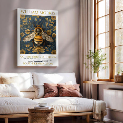 William Morris Bee Canvas, William Morris Exhibition Poster, William Morris Print, Textiles Canvas, Floral Wall Art, Bumblebee Canvas Print