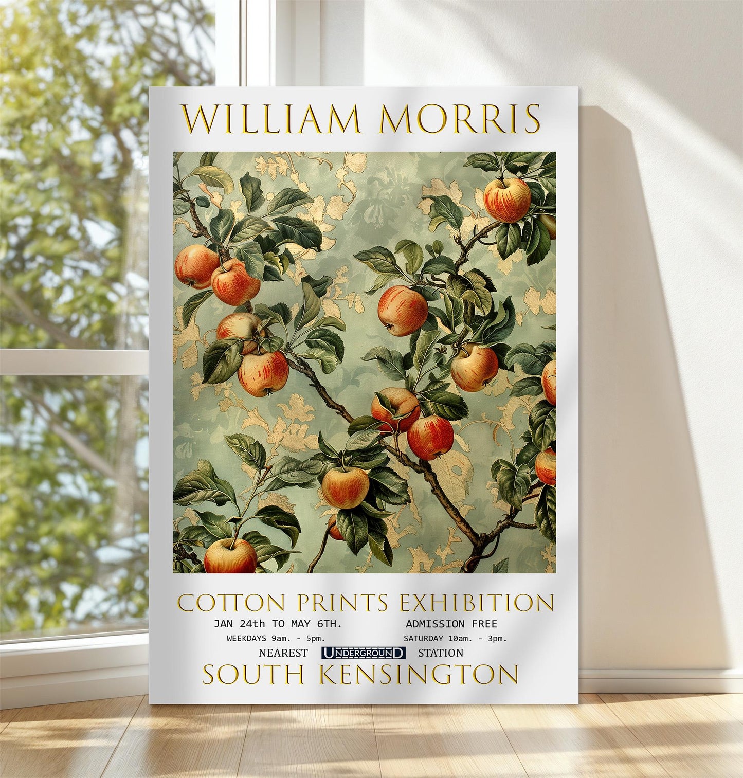 William Morris Canvas, William Morris Exhibition Poster, William Morris Print, Textiles Canvas, Floral Wall Art, Apple Tree Canvas Wall Art