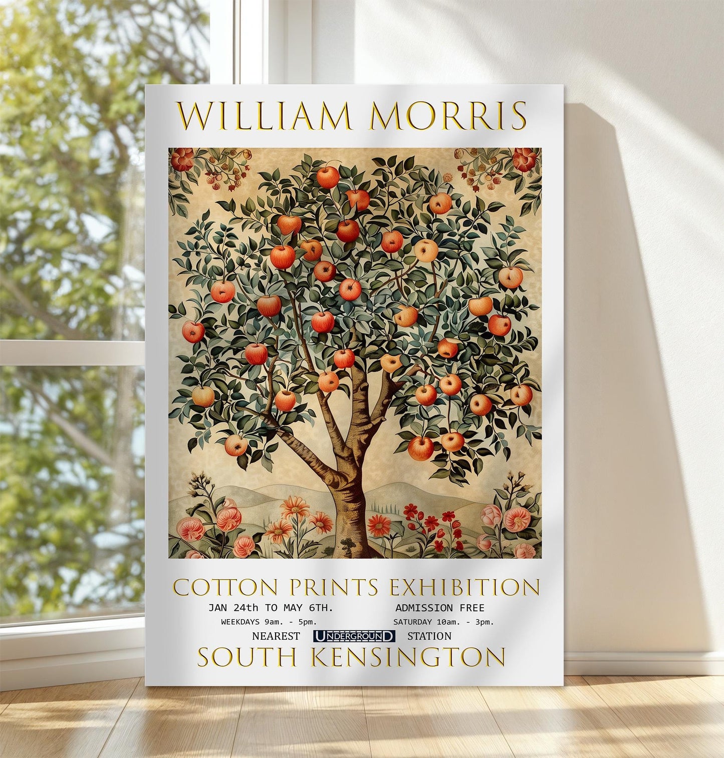 William Morris Canvas, William Morris Exhibition Poster, William Morris Print, Textiles Canvas, Floral Wall Art, Apple Tree Canvas Art Print