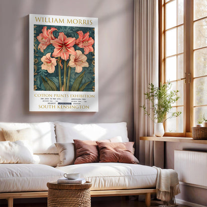 William Morris Canvas, William Morris Exhibition Poster, William Morris Print, Textiles Canvas, Floral Wall Art, Amaryllis Canvas Wall Art