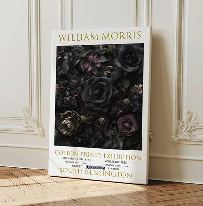 William Morris Black Roses Canvas, William Morris Exhibition Poster, William Morris Print, Textiles Canvas, Floral Wall Art, Home Decor