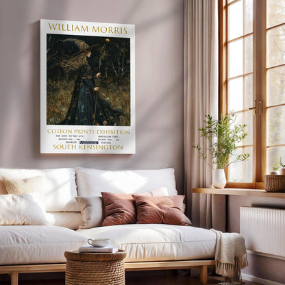 William Morris Witch Canvas, William Morris Exhibition Poster, William Morris Print, Textiles Canvas, Floral Wall Art, Gothic Wall Decor