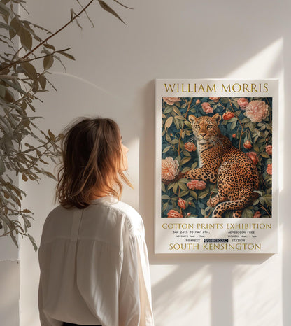 William Morris Canvas, William Morris Exhibition Poster, William Morris Print, Textiles Canvas, Floral Wall Art, Wall Decor, Leopard Canvas