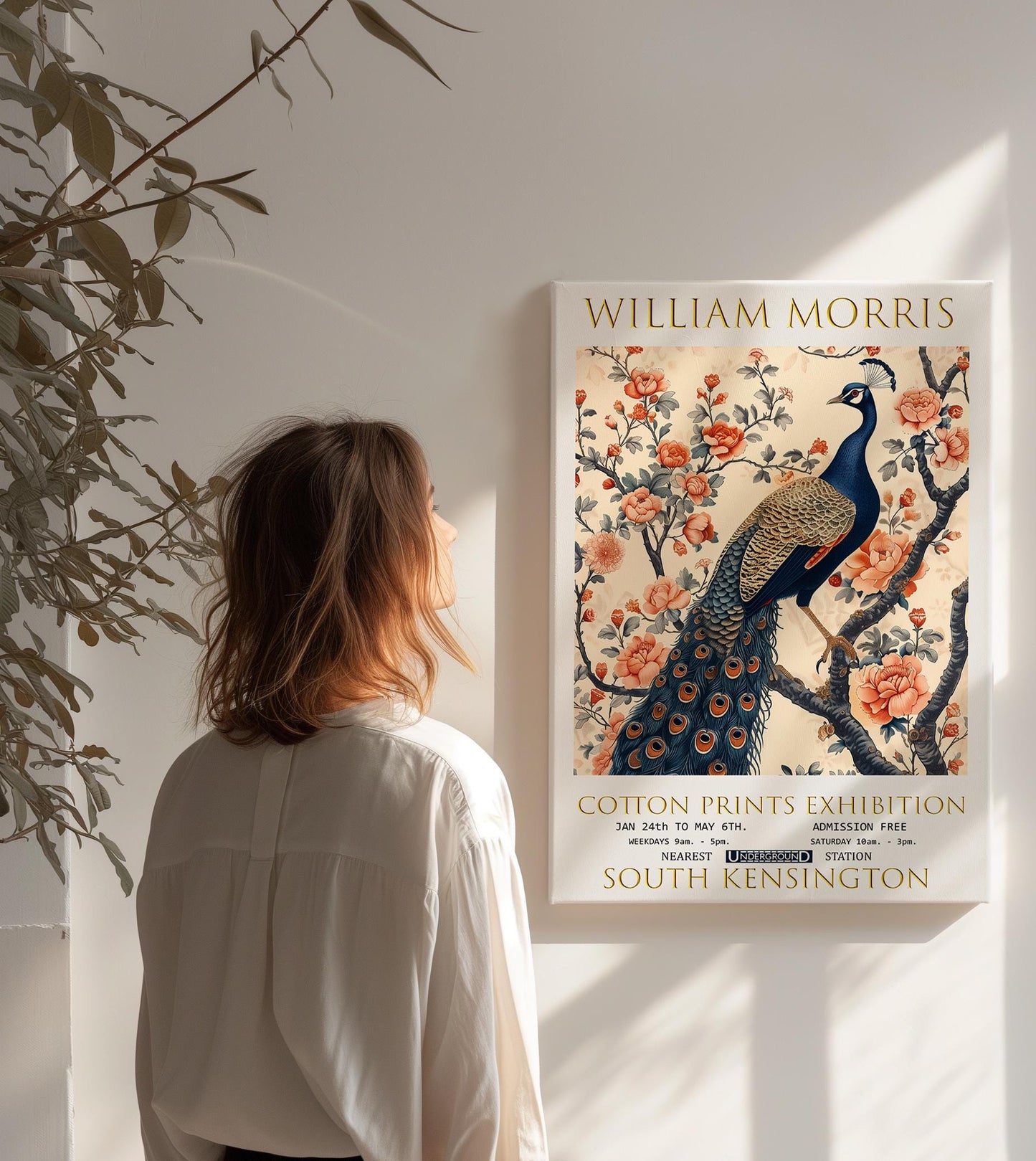 William Morris Peacock Canvas, William Morris Exhibition Poster, William Morris Print, Textiles Canvas, Floral Wall Art, Gift, Home Decor