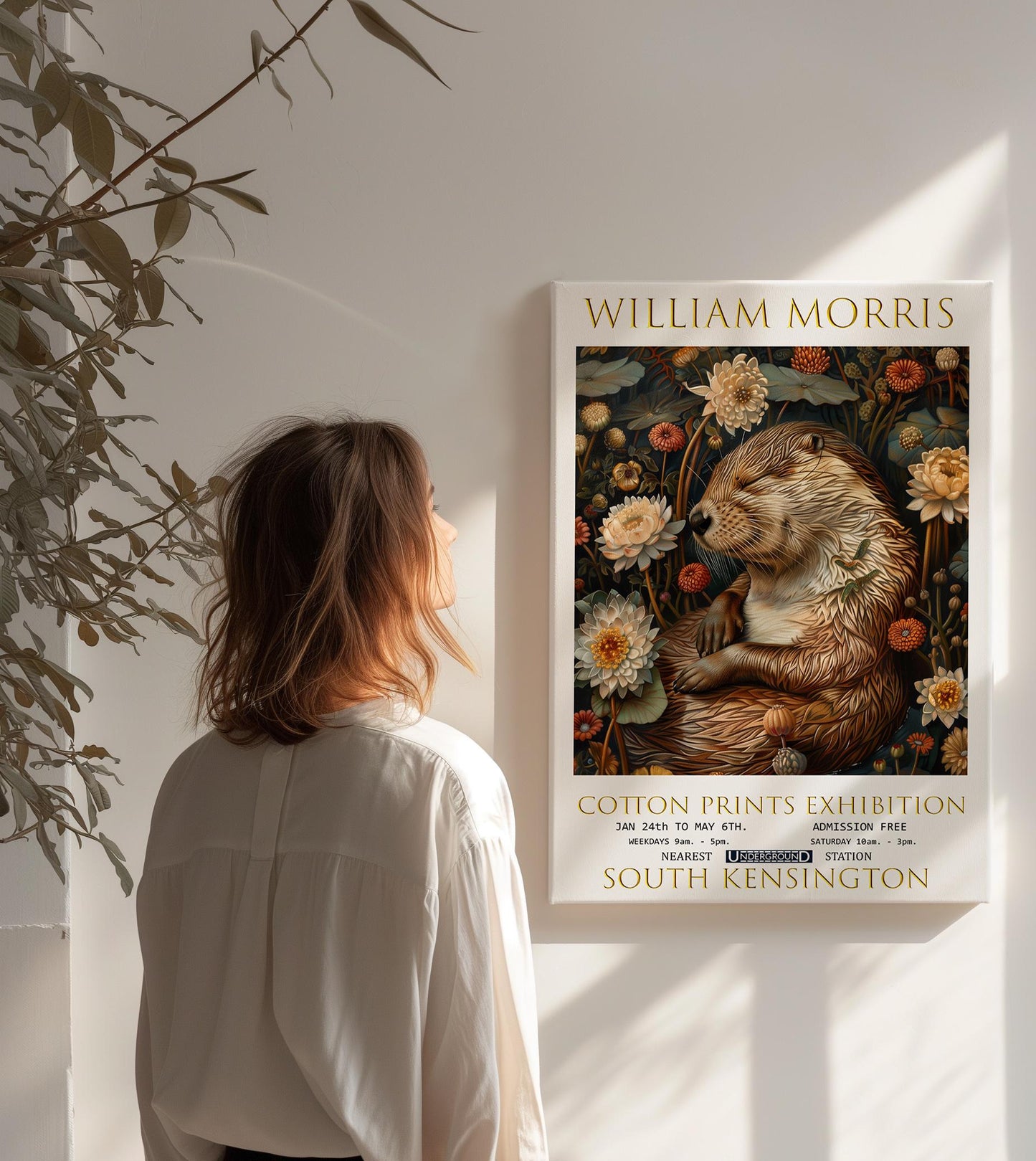 William Morris Canvas, William Morris Exhibition Poster, William Morris Print, Textiles Canvas, Floral Wall Art, Otter Canvas Wall Art