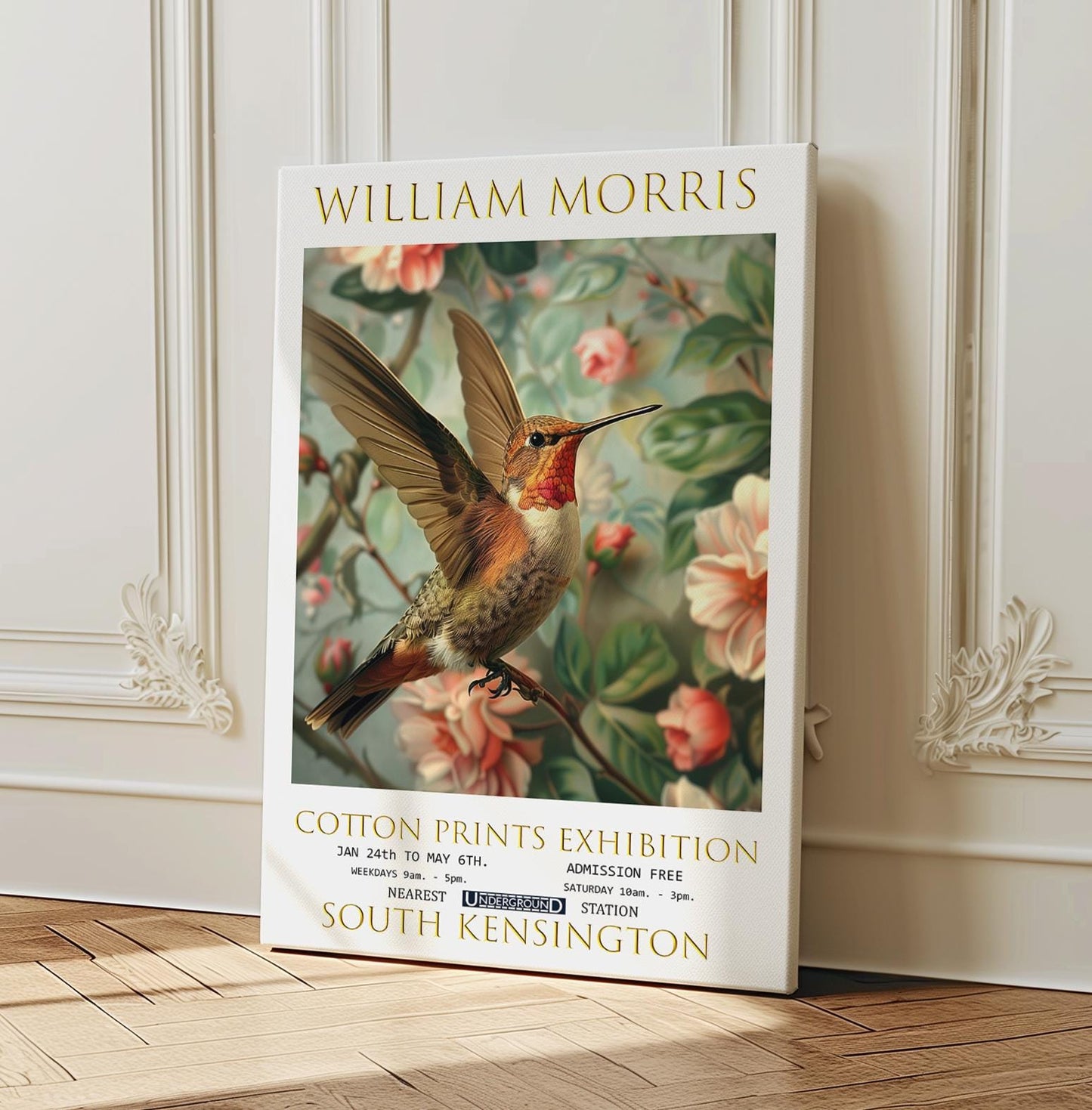 William Morris Hummingbird Canvas, William Morris Exhibition Poster, William Morris Print, Textiles Canvas, Floral Wall Art, Wall Decor