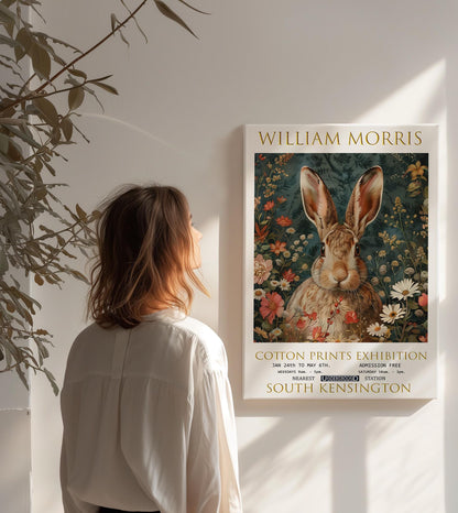 William Morris Canvas, William Morris Exhibition Poster, William Morris Print, Textiles Canvas, Floral Wall Art, Hare Canvas Wall Art