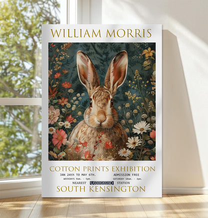 William Morris Canvas, William Morris Exhibition Poster, William Morris Print, Textiles Canvas, Floral Wall Art, Hare Canvas Wall Art