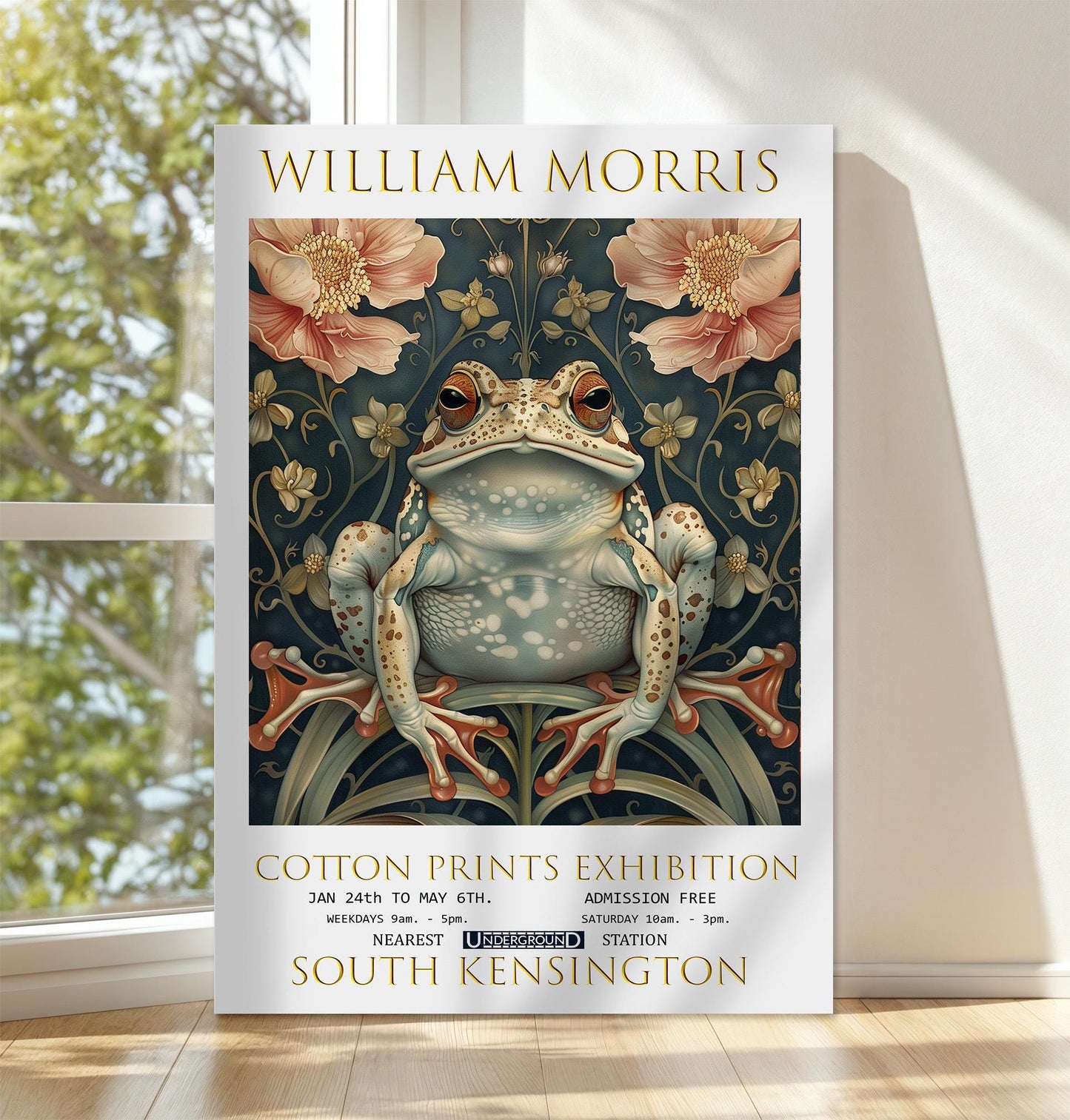 William Morris Frog Canvas, William Morris Exhibition Poster, William Morris Print, Textiles Canvas, Floral Wall Art, Gift Idea, Wall Decor