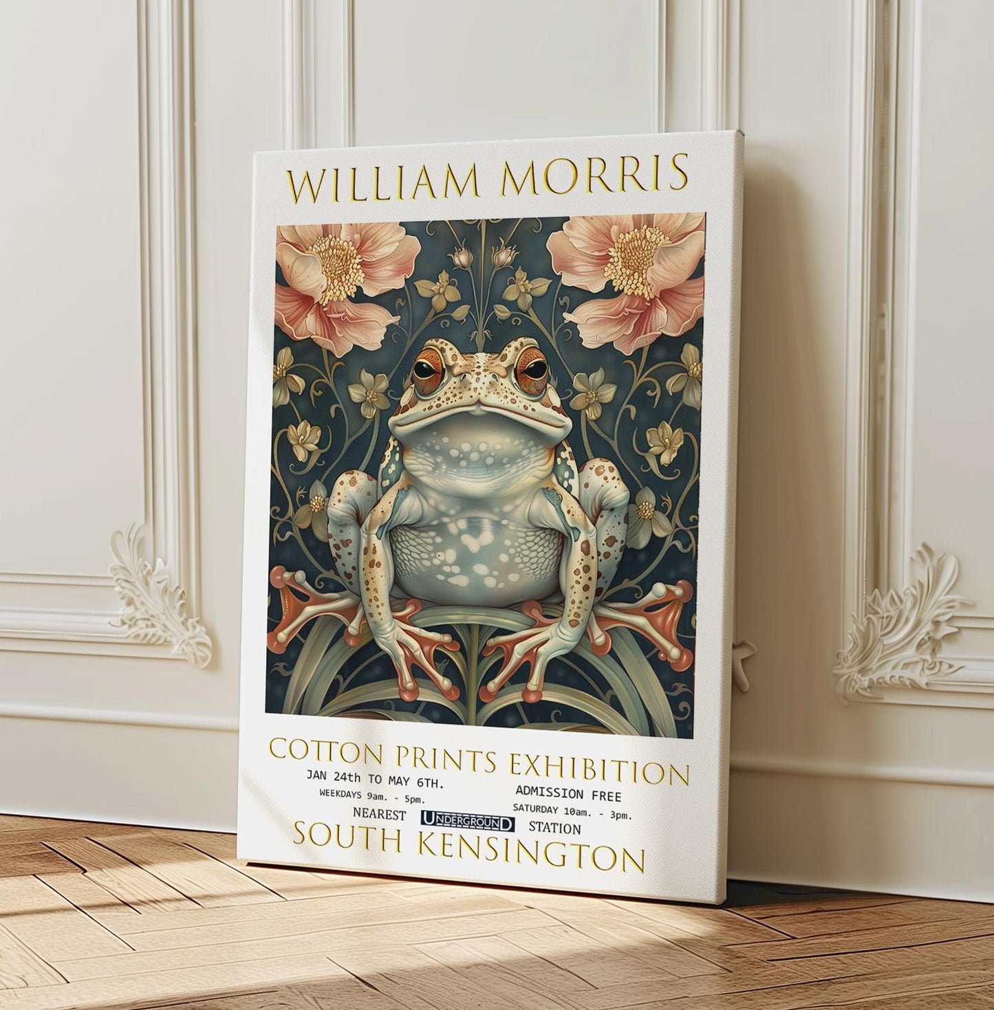 William Morris Frog Canvas, William Morris Exhibition Poster, William Morris Print, Textiles Canvas, Floral Wall Art, Gift Idea, Wall Decor