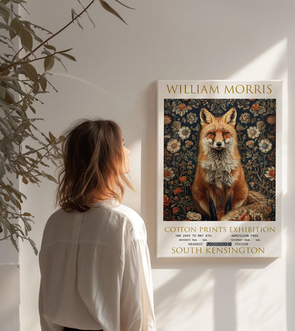 William Morris Fox Canvas, William Morris Exhibition Poster, William Morris Print, Textiles Canvas, Floral Wall Art, Gift Idea, Home Decor