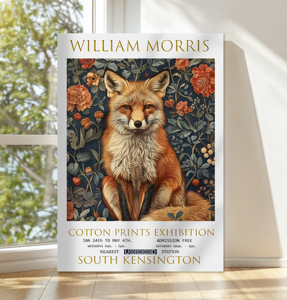 William Morris Canvas, William Morris Exhibition Poster, William Morris Print, Textiles Canvas, Floral Wall Art, Gift, Fox Canvas Wall Art