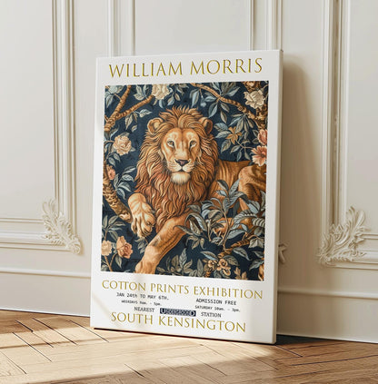 William Morris Lion Canvas, William Morris Exhibition Poster, William Morris Print, Textiles Canvas, Floral Wall Art, Lion Canvas Wall Art