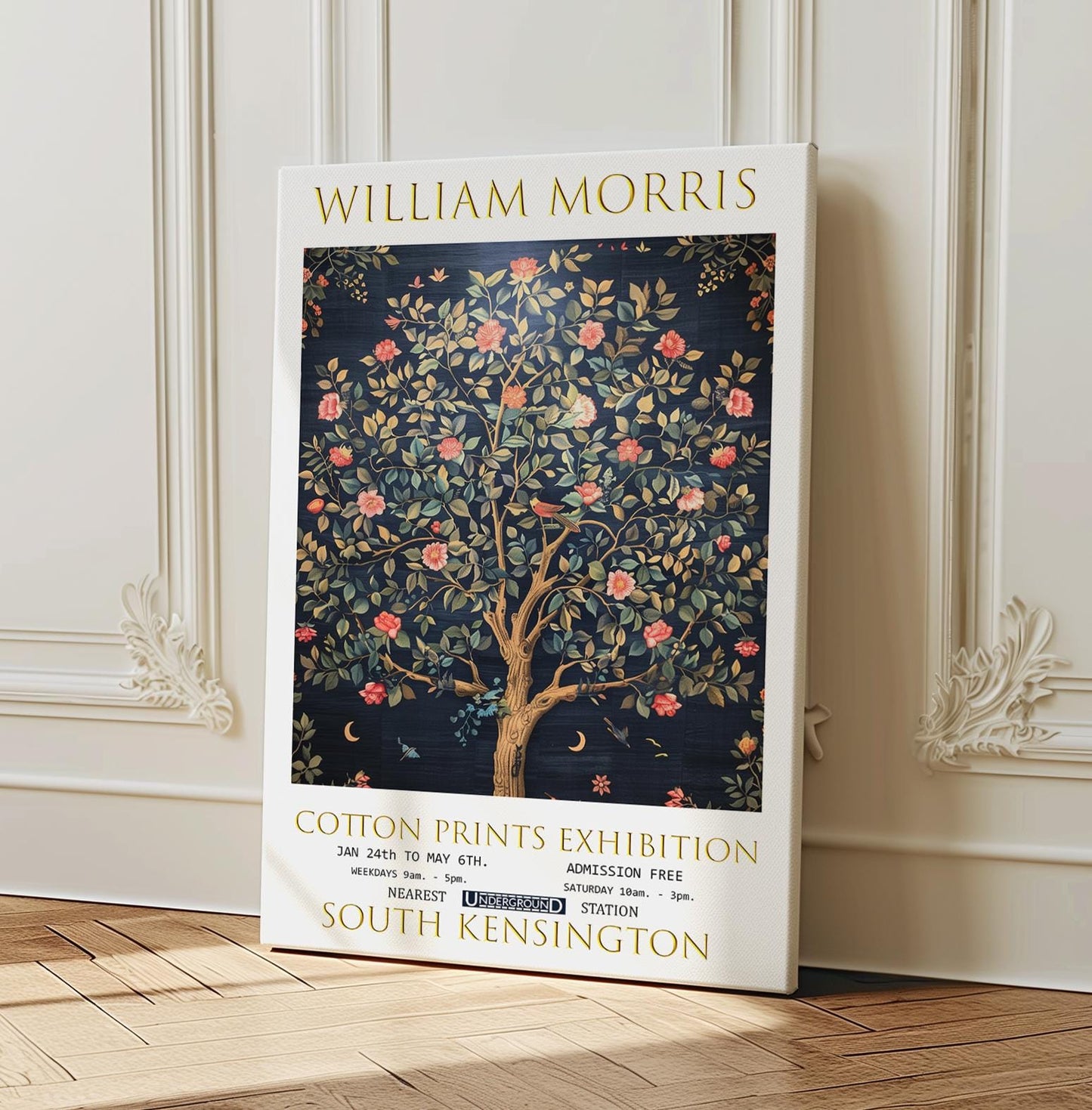 William Morris Tree Of Life Canvas, William Morris Exhibition Poster, William Morris Print, Textiles Canvas, Floral Wall Art, Wall Decor