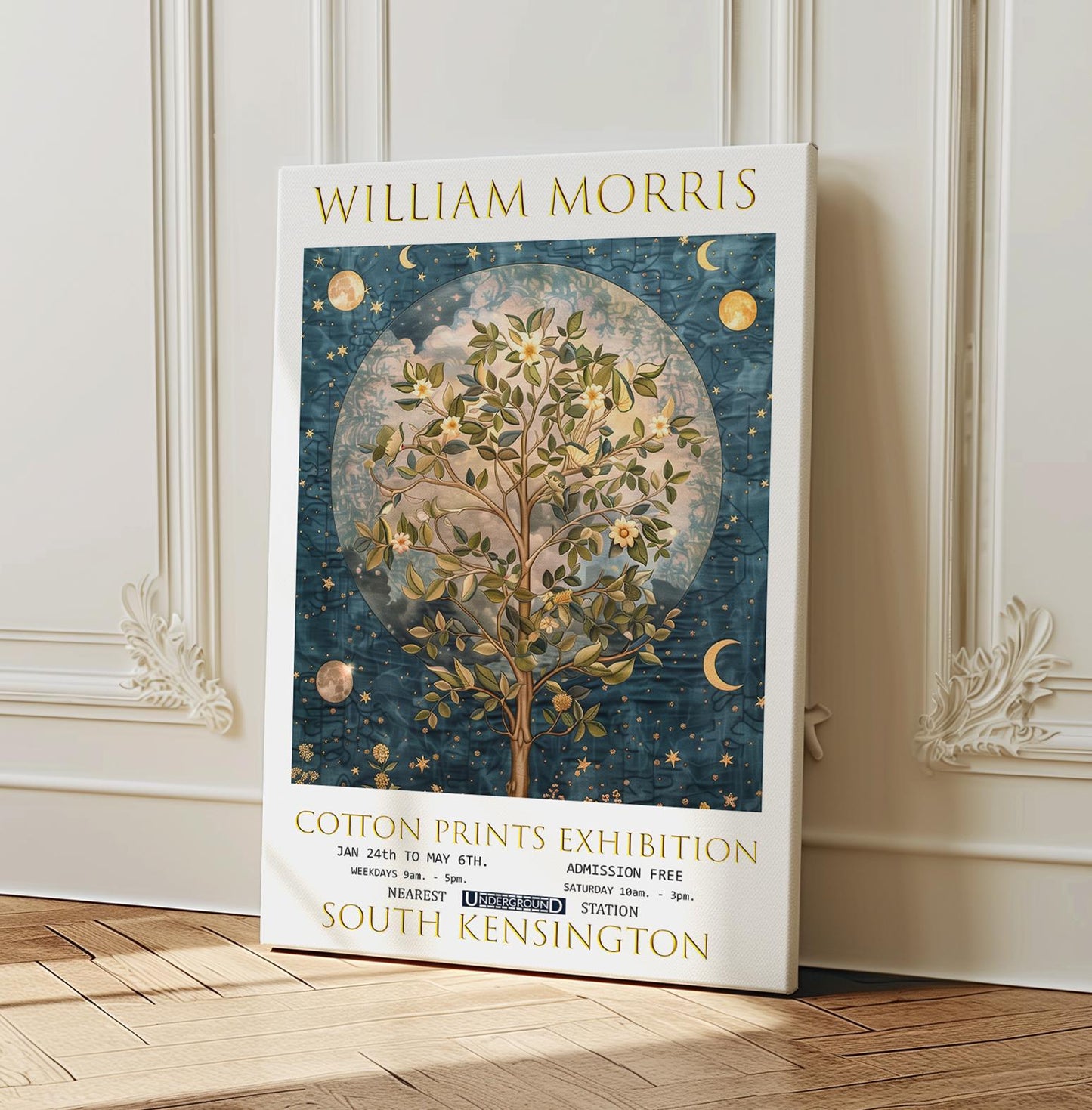 William Morris Canvas, William Morris Exhibition Poster, William Morris Print, Textile Canvas, Floral Wall Art, Tree Of Life Canvas Wall Art