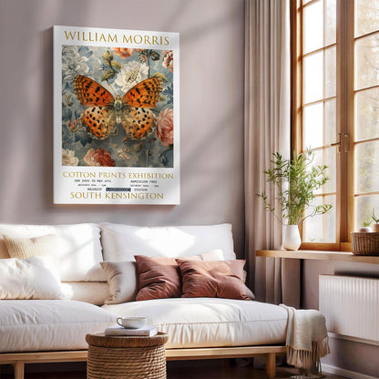 William Morris Canvas, William Morris Exhibition Poster, William Morris Print, Textile Canvas, Floral Wall Art, Butterfly Canvas Wall Art