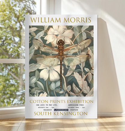 William Morris Dragonfly Canvas, William Morris Exhibition Poster, William Morris Print, Textile Canvas, Floral Wall Art, Gift, Wall Decor