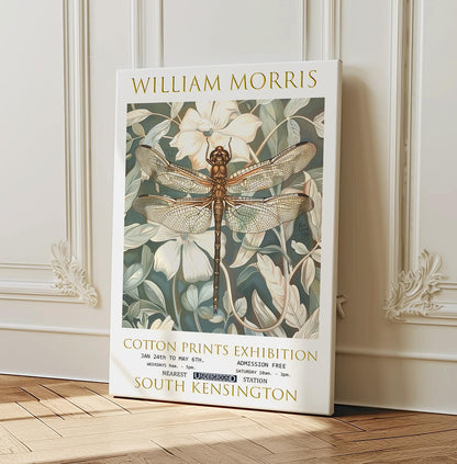 William Morris Dragonfly Canvas, William Morris Exhibition Poster, William Morris Print, Textile Canvas, Floral Wall Art, Gift, Wall Decor