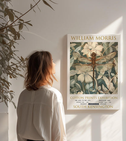 William Morris Dragonfly Canvas, William Morris Exhibition Poster, William Morris Print, Textile Canvas, Floral Wall Art, Gift, Wall Decor