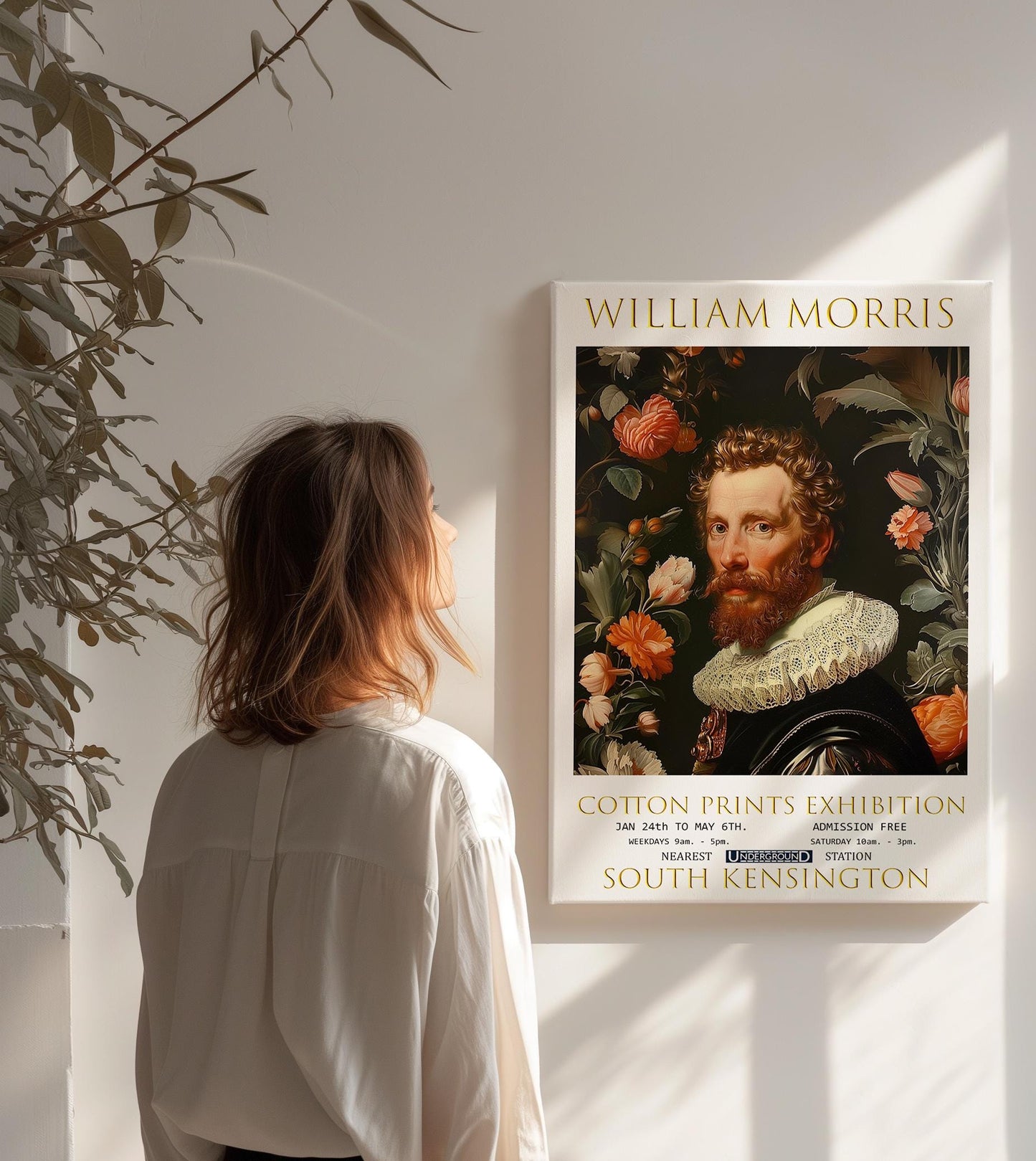 William Morris Canvas, William Morris Exhibition Poster, William Morris Print, Textile Canvas, Floral Wall Art, Francis Drake Canvas Print