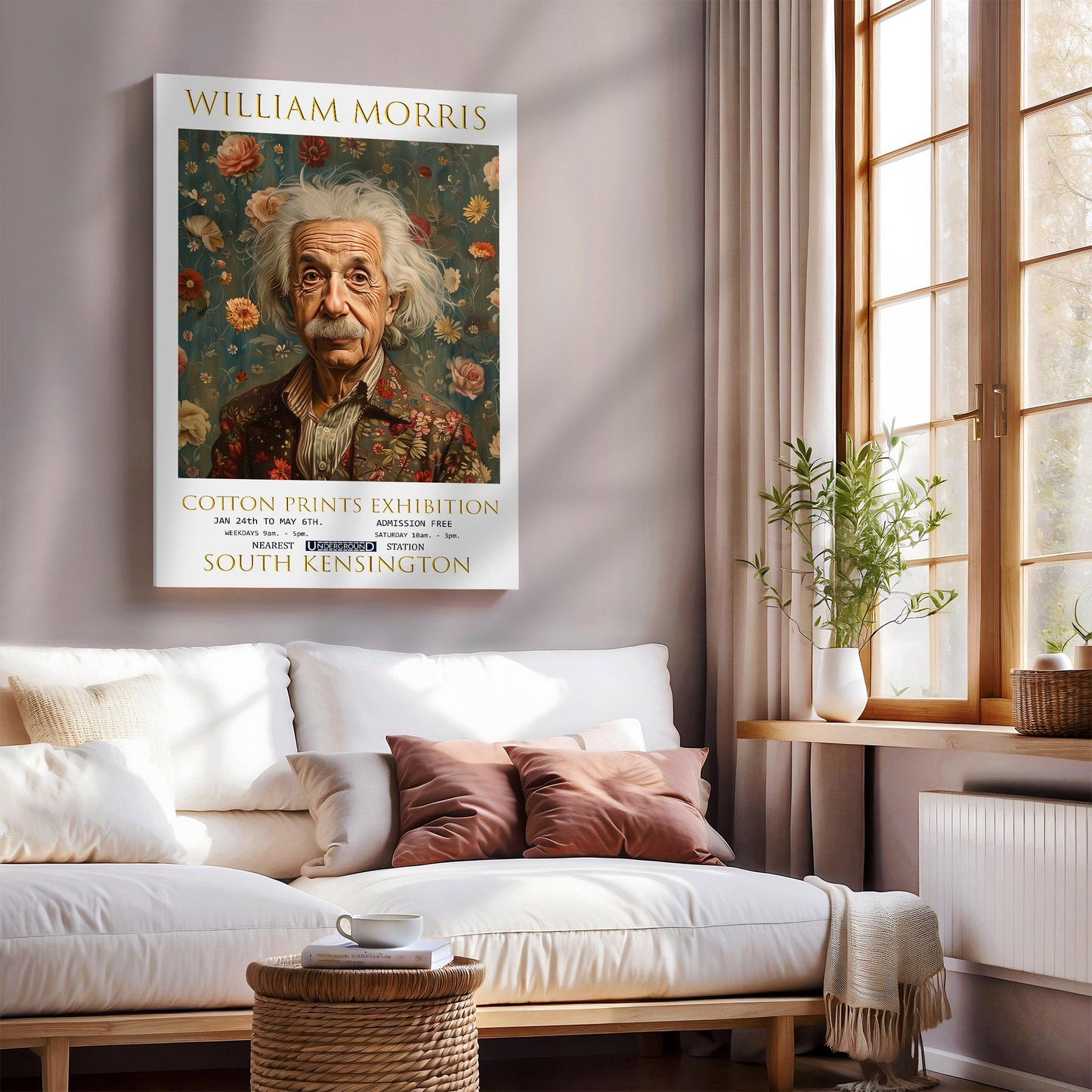 William Morris Canvas, William Morris Exhibition Poster, William Morris Print, Textile Canvas, Floral Wall Art, Albert Einstein Canvas Print