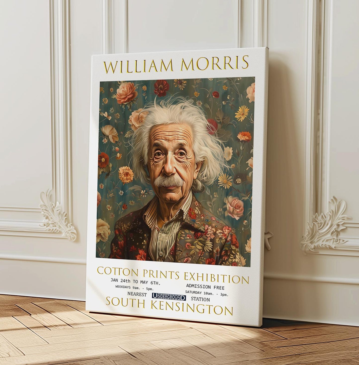 William Morris Canvas, William Morris Exhibition Poster, William Morris Print, Textile Canvas, Floral Wall Art, Albert Einstein Canvas Print