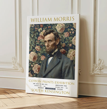 William Morris Canvas, William Morris Exhibition Poster, William Morris Print, Textile Canvas, Floral Wall Art, Abraham Lincoln Canvas Print