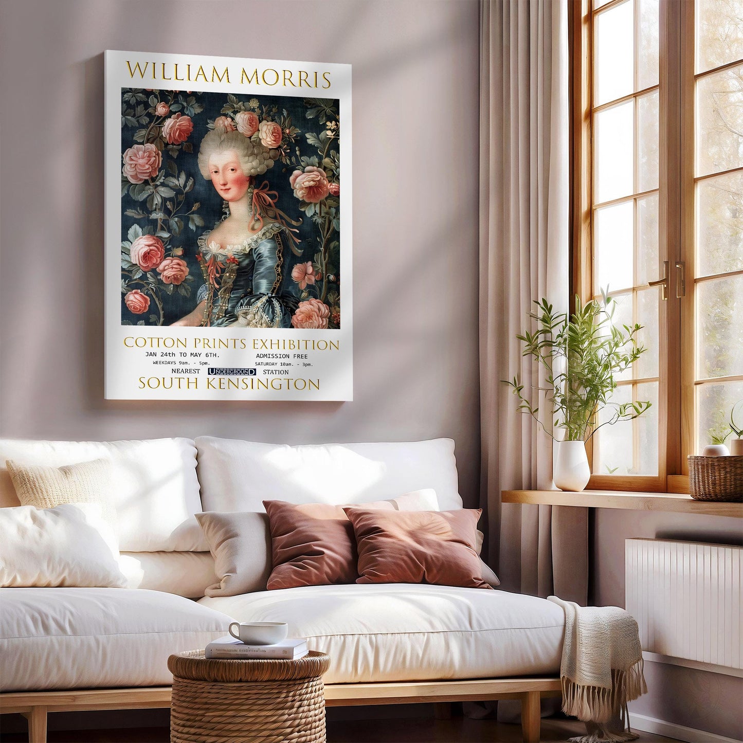 William Morris Canvas, William Morris Exhibition Poster, William Morris Print, Textile Canvas, Floral Wall Art, Marie Antoinette Canvas