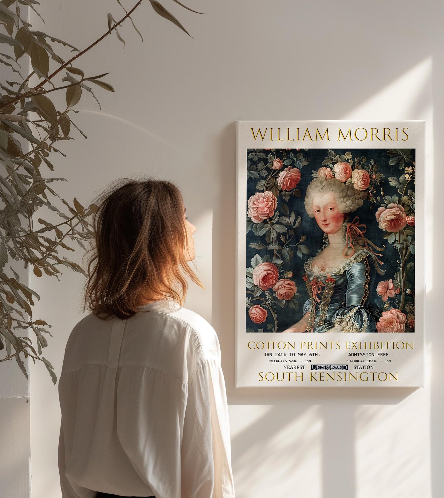 William Morris Canvas, William Morris Exhibition Poster, William Morris Print, Textile Canvas, Floral Wall Art, Marie Antoinette Canvas