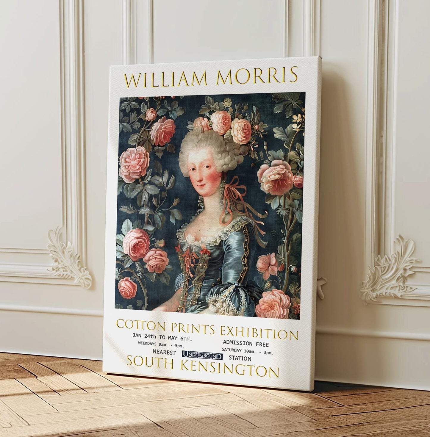 William Morris Canvas, William Morris Exhibition Poster, William Morris Print, Textile Canvas, Floral Wall Art, Marie Antoinette Canvas