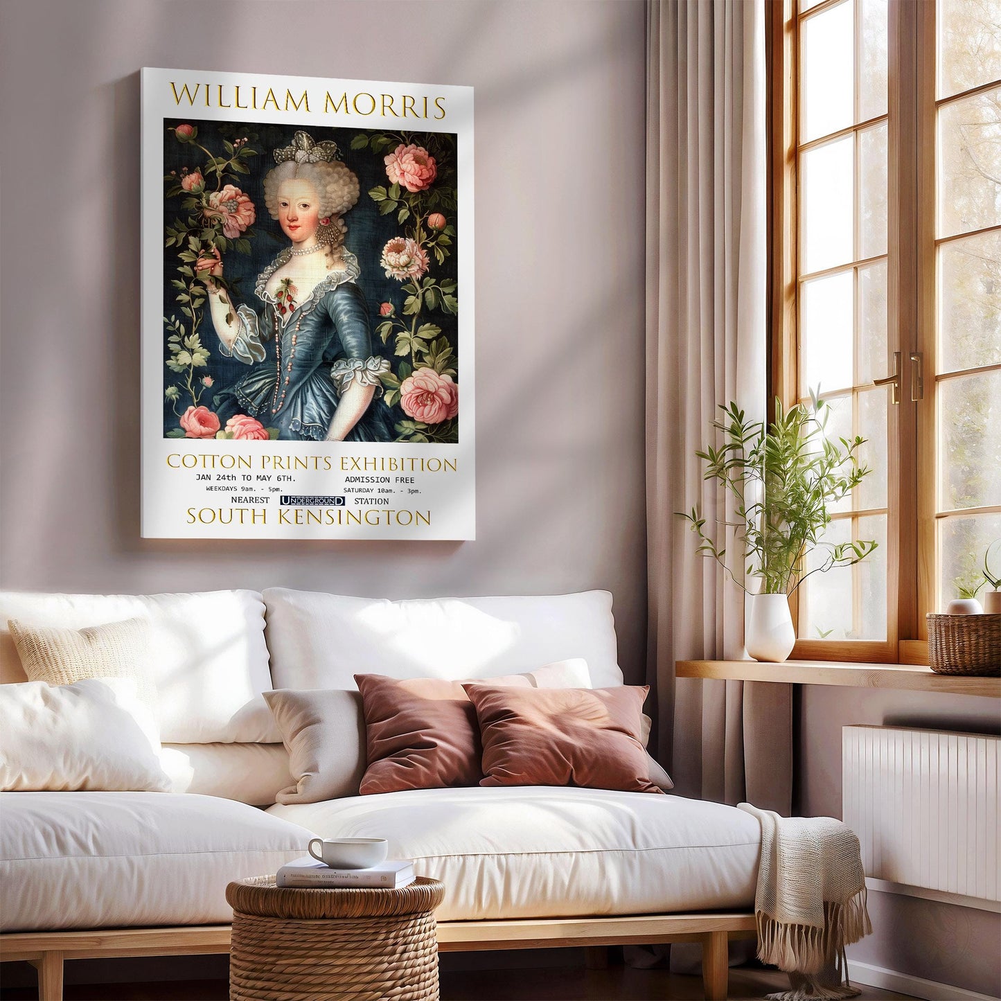 William Morris Marie Antoinette Canvas, William Morris Exhibition Poster, William Morris Print, Textile Canvas, Floral Wall Art, Home Decor