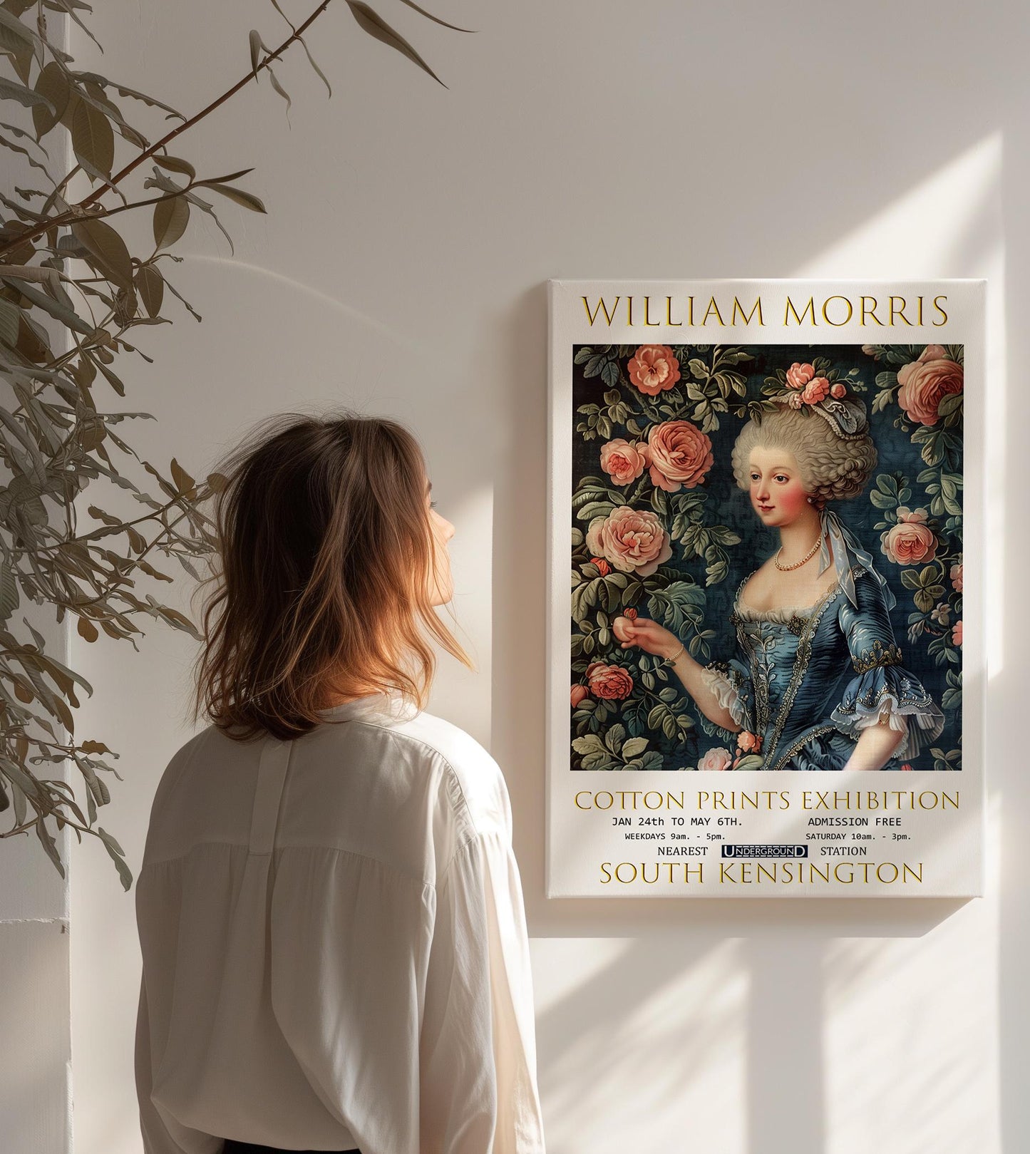 William Morris Marie AntoinetteCanvas, William Morris Exhibition Poster, William Morris Print, Textile Canvas, Floral Wall Art, Wall Decor