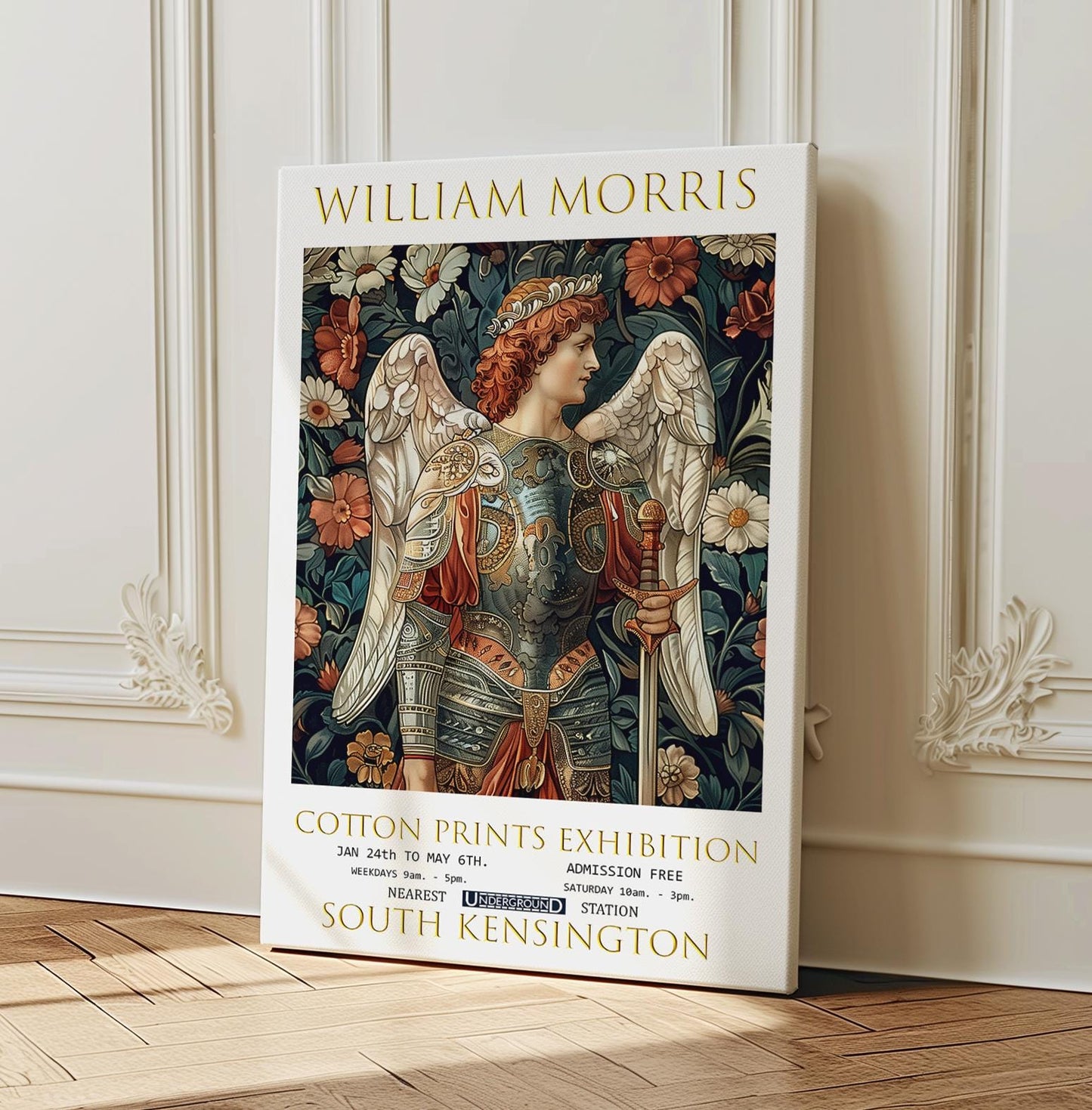 William Morris Canvas, William Morris Exhibition Poster, William Morris Print, Textile Canvas, Floral Wall Art, Alexander the Great Canvas