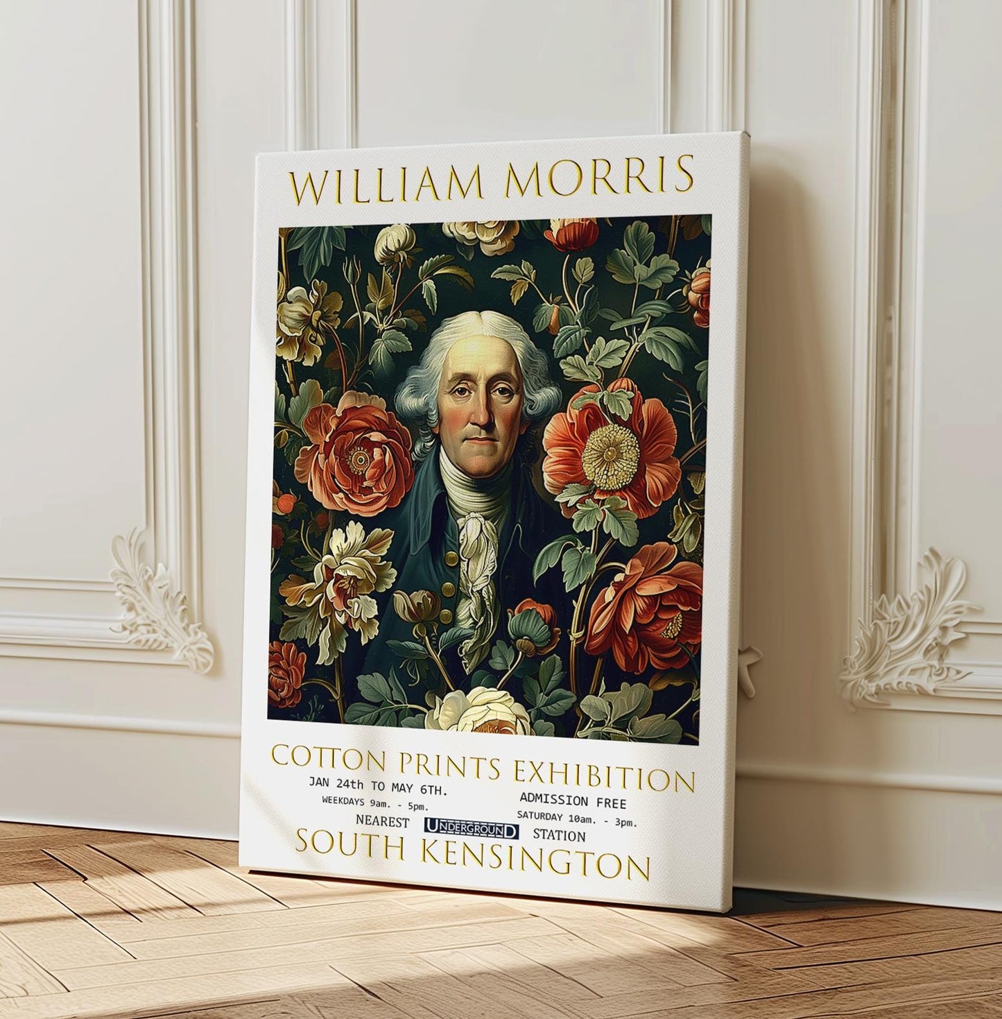 William Morris Canvas, William Morris Exhibition Poster, William Morris Print, Textile Canvas, Floral Wall Art, George Washington Canvas