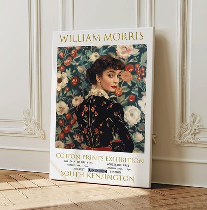 William Morris Canvas, William Morris Exhibition Poster, William Morris Print, Textile Canvas, Floral Wall Art, Audrey Hepburn Canvas