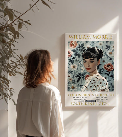 William Morris Audrey Hepburn Canvas, William Morris Exhibition Poster, William Morris Print, Textile Canvas, Floral Wall Art, Wall Decor