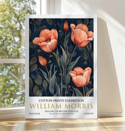 William Morris Canvas, William Morris Exhibition Poster, William Morris Print, Textile Canvas, Floral Wall Art, Tulip Canvas Wall Art