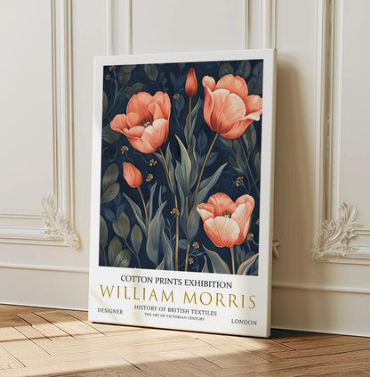 William Morris Canvas, William Morris Exhibition Poster, William Morris Print, Textile Canvas, Floral Wall Art, Tulip Canvas Wall Art