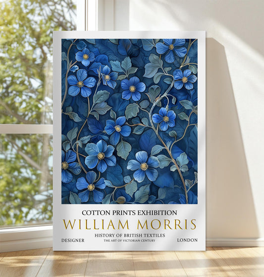 William Morris Canvas, William Morris Exhibition Poster, William Morris Print, Textile Canvas, Floral Wall Art, Violet Flowers Canvas