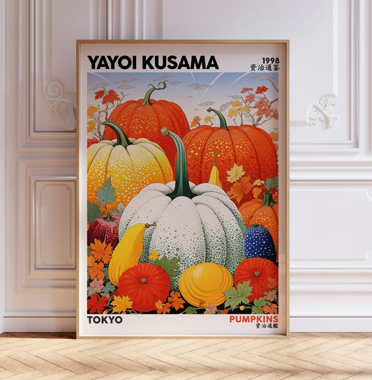 Yayoi Kusama Exhibition Poster, Punpkin Japanese Art Print, Vintage Japanese Art, Asian Decor, Gift Idea, A2/A3/A4/A5