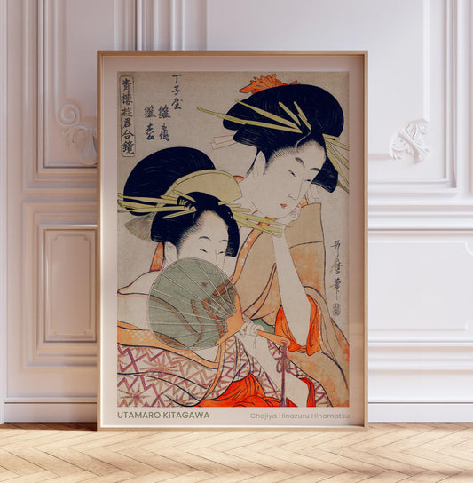 Kitagawa Utamaro Poster, Chojiya, Utamaro Print, Vintage Japanese Home Décor, Geisha Print, Geisha Décor, Gift, A2/A3/A4/A5