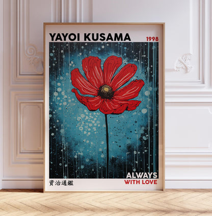 Japanese Exhibition Poster, Yayoi Kusama Art Print, Always With Love Traditional Japanese Wall Art Decor, Asian Decor, Japanese Pop Art