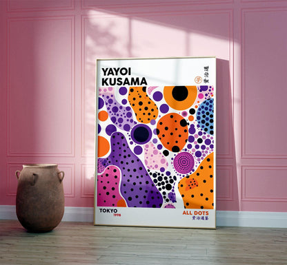 Japanese Exhibition Poster, Yayoi Kusama Art Print, All Dots Japanese Wall Print Decor, Japanese Art, Oriental Decor A2/A3/A4/A5